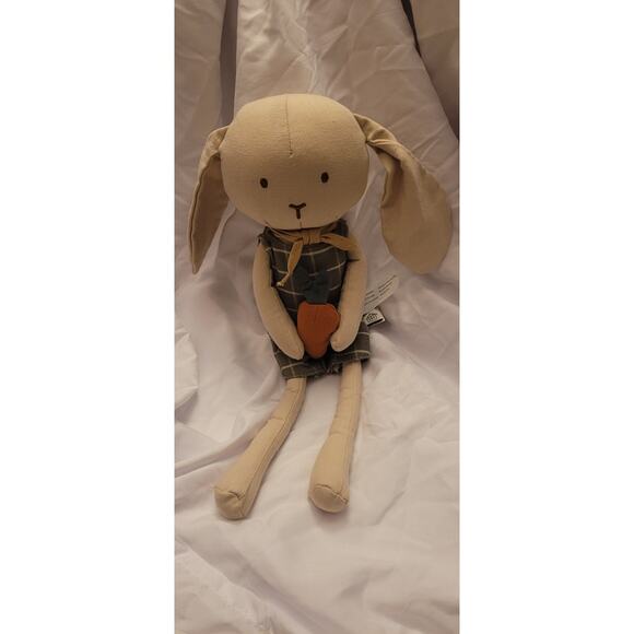 Hearth & Home Magnolia Bunny Rabbit Beige Green Checkered Outfit Doll 14 Inches - Picture 7 of 7